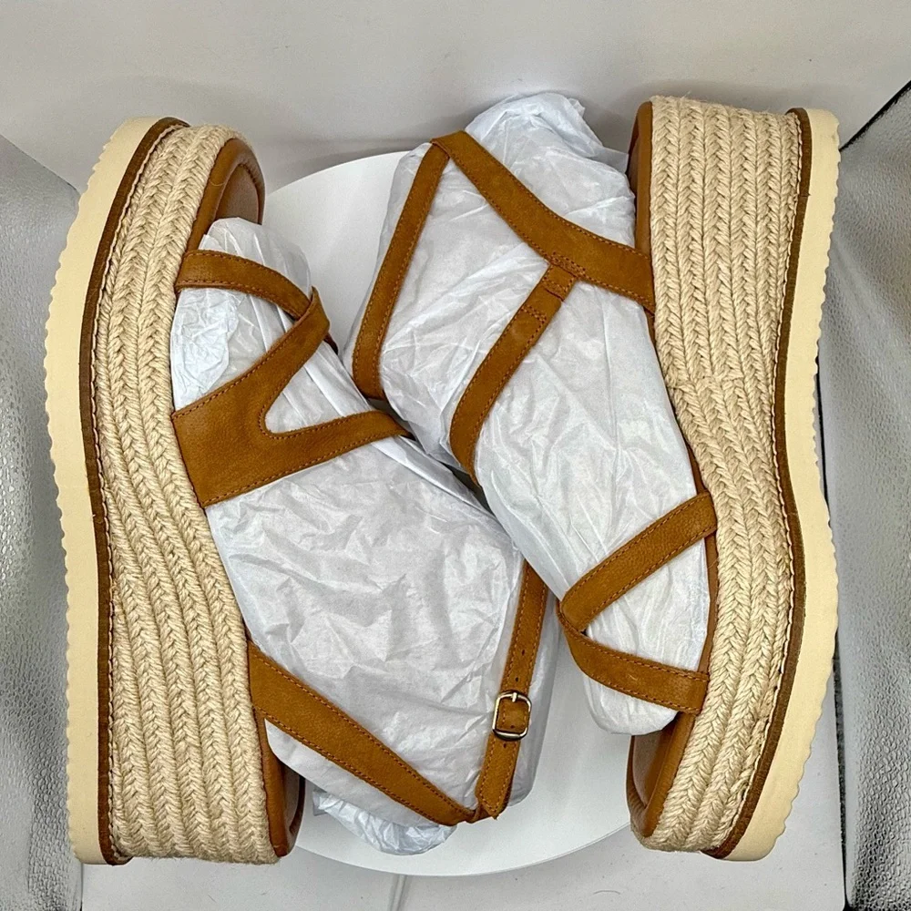 Lucky Brand LK-Carolie‎ Platform Espadrille Sandals Brown Nubuck Size 11